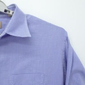 Gitman Gold Shirt Men 17.5 36 Blue Stripped Oxford Button Up Business Casual USA